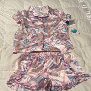 Pink Kids Pajamas Make Up Print